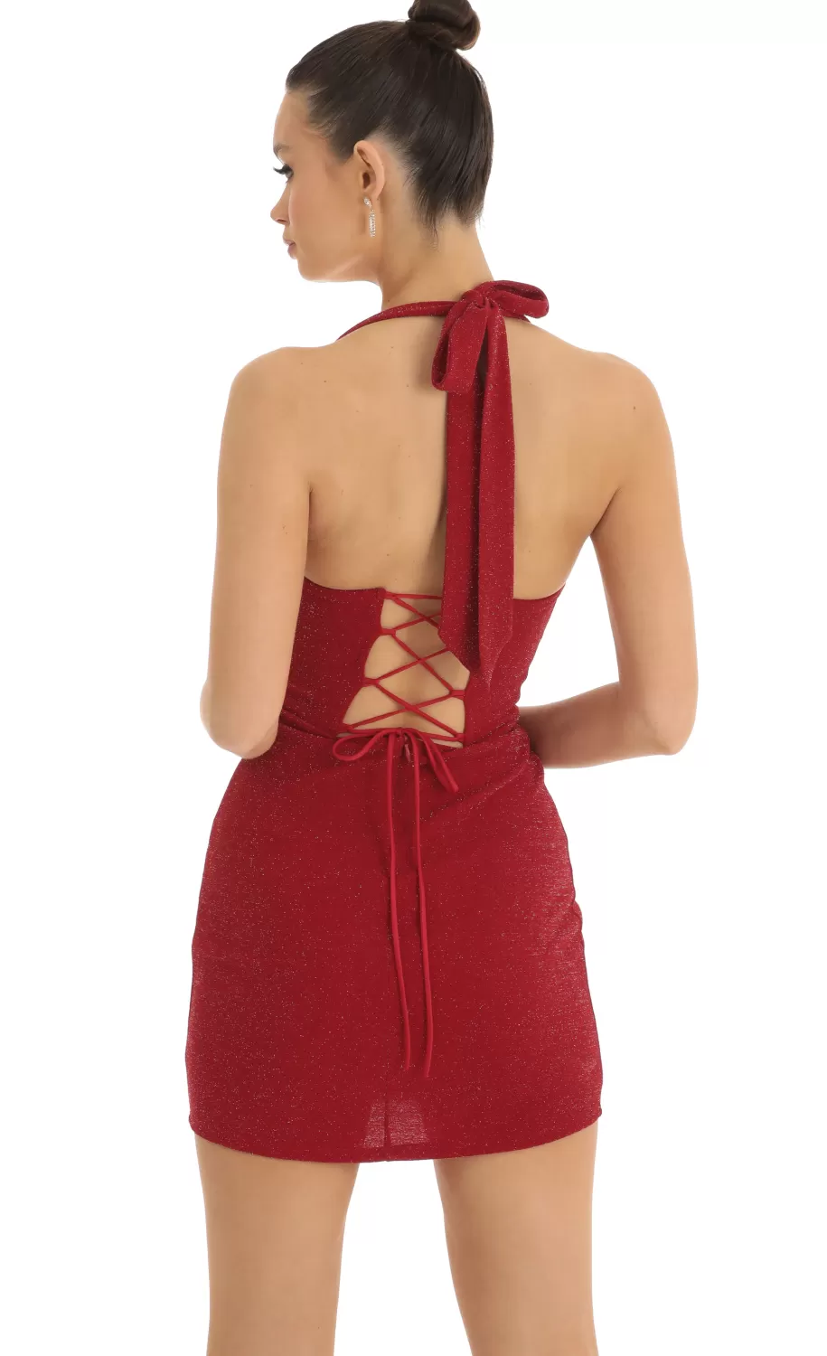 Shimmer Corset Bodycon Dress In Red^LUCY IN THE SKY Hot