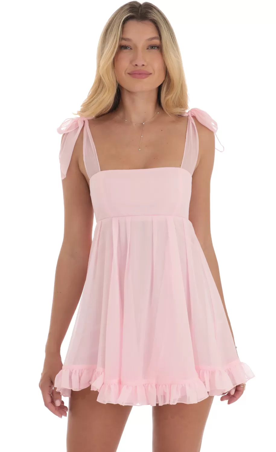 Shimmer Ruffle Babydoll Dress In Pink^LUCY IN THE SKY Outlet