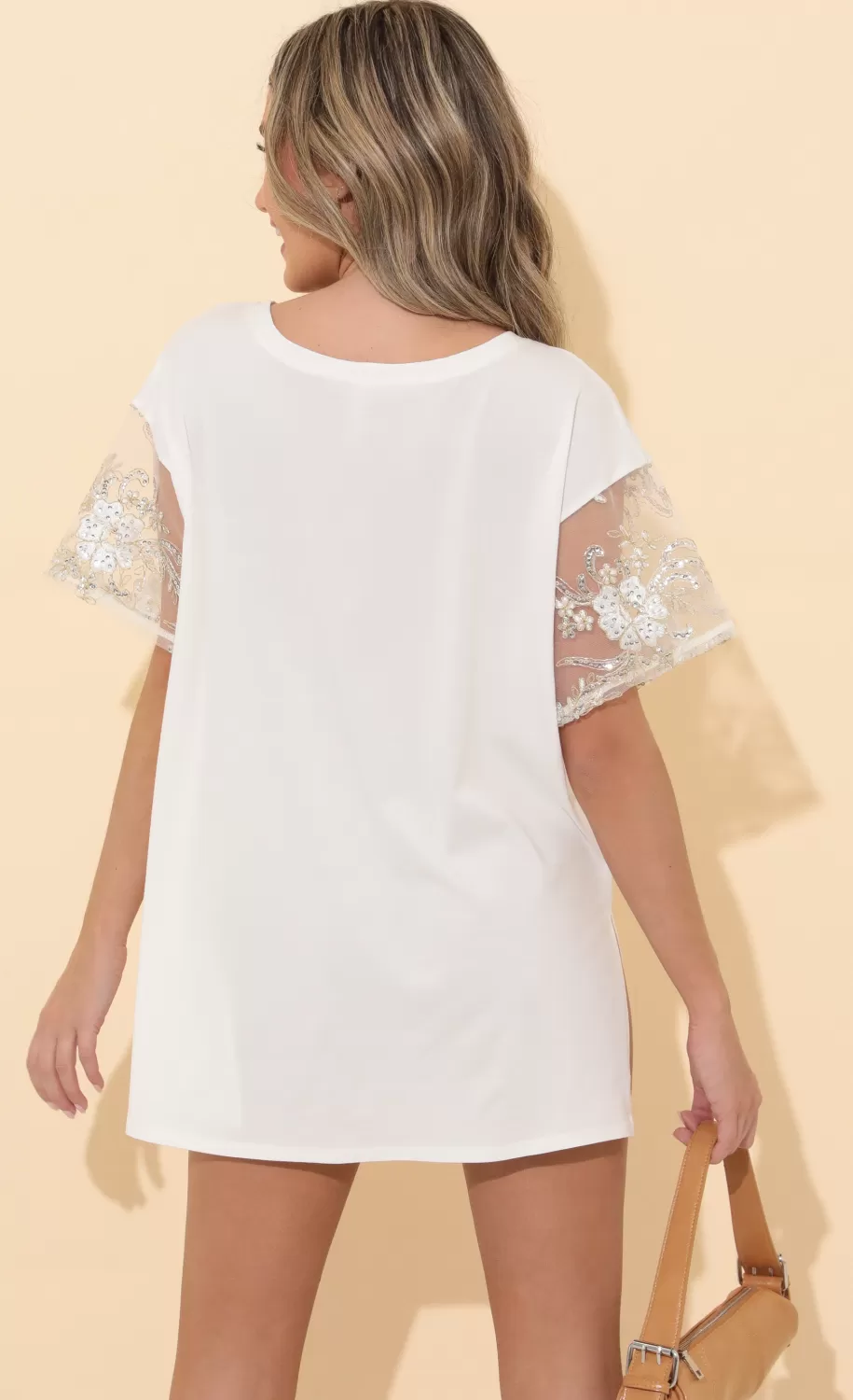 Shirt Dress In White Gold Lace^LUCY IN THE SKY Fashion