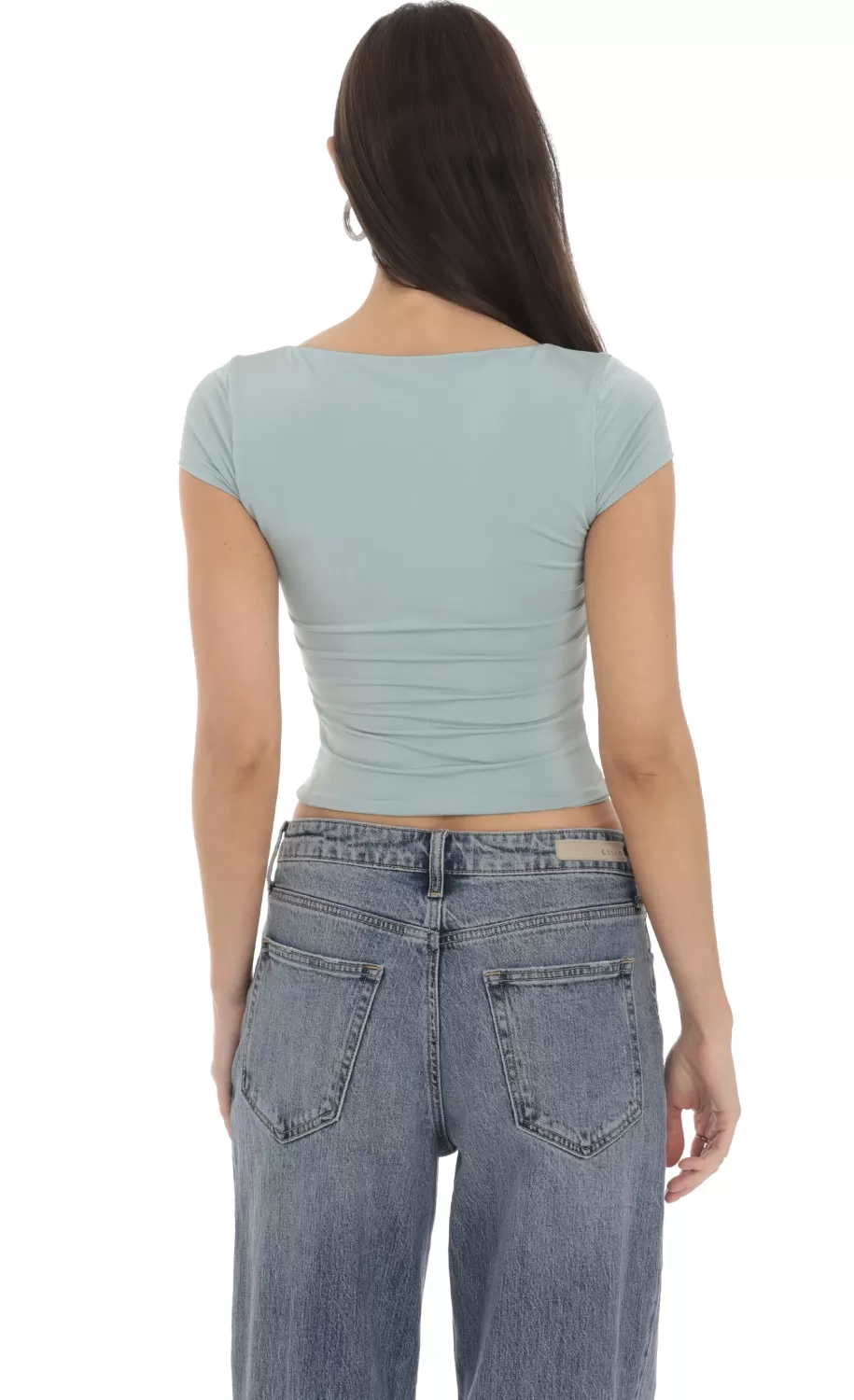 Short Sleeve Crop Top In Seaglass Blue^LUCY IN THE SKY Best Sale