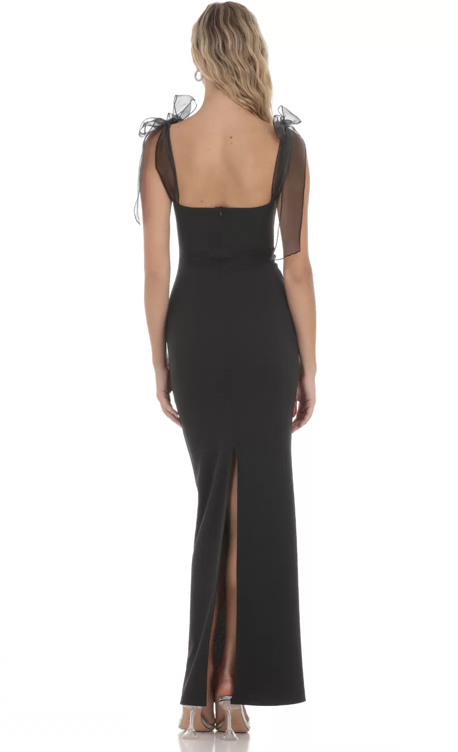 Shoulder Ties Maxi Dress In Black^LUCY IN THE SKY Cheap