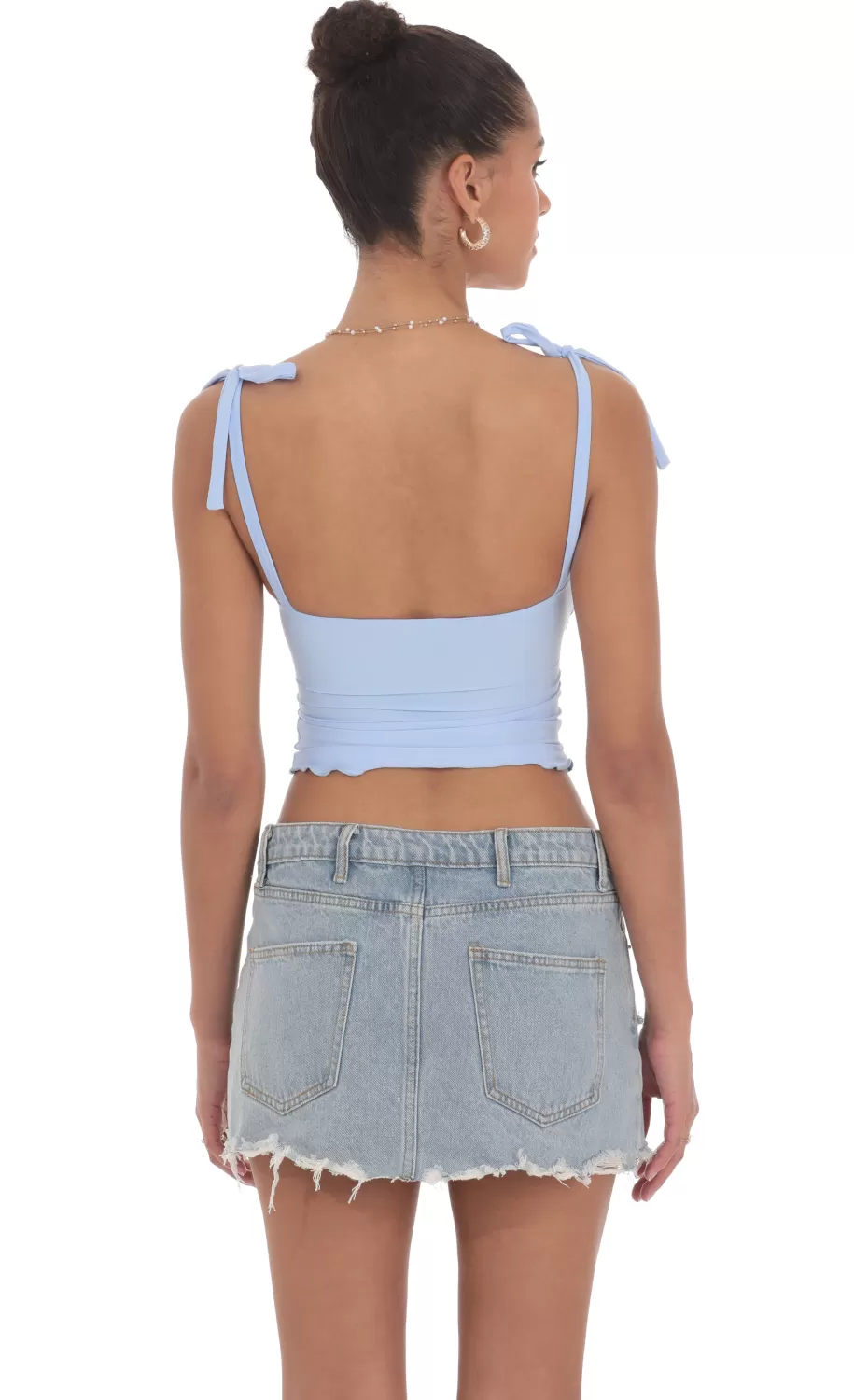 Shoulder Ties Twist Top In Blue^LUCY IN THE SKY Discount