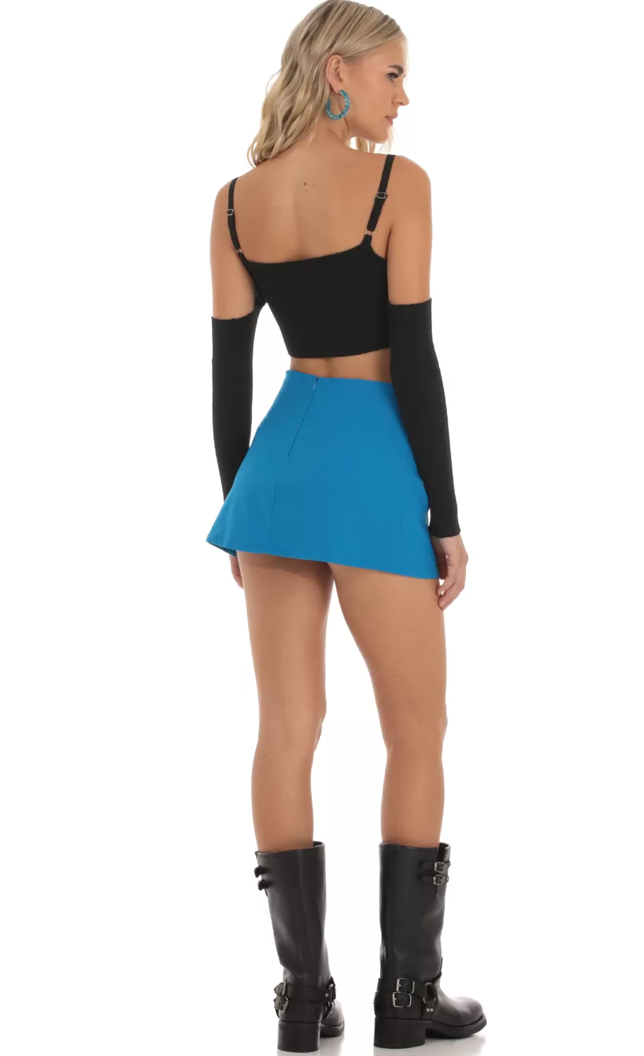 Side Slit Skort In Blue^LUCY IN THE SKY New