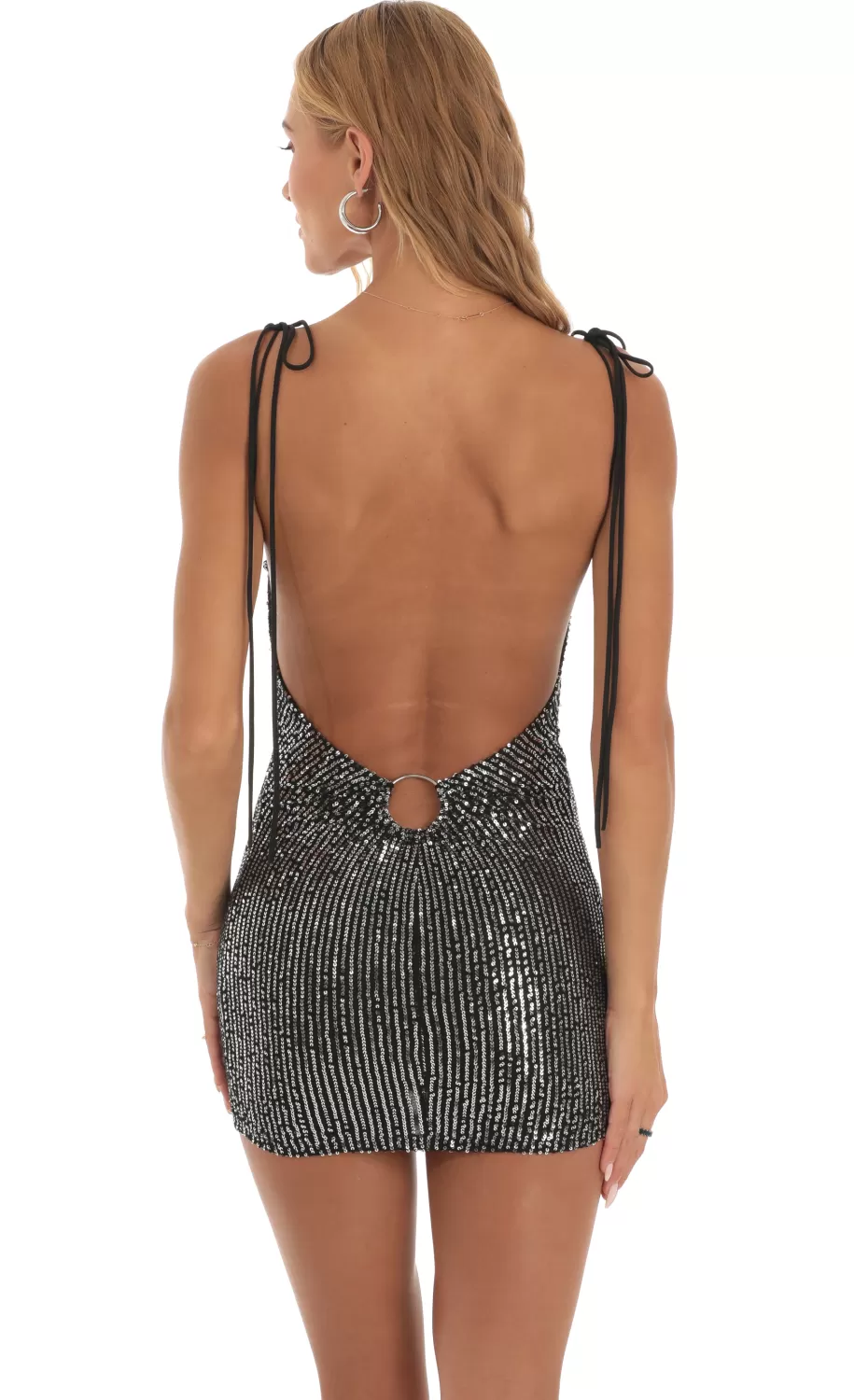 Silver Sequin Bodycon Dress In Black^LUCY IN THE SKY New