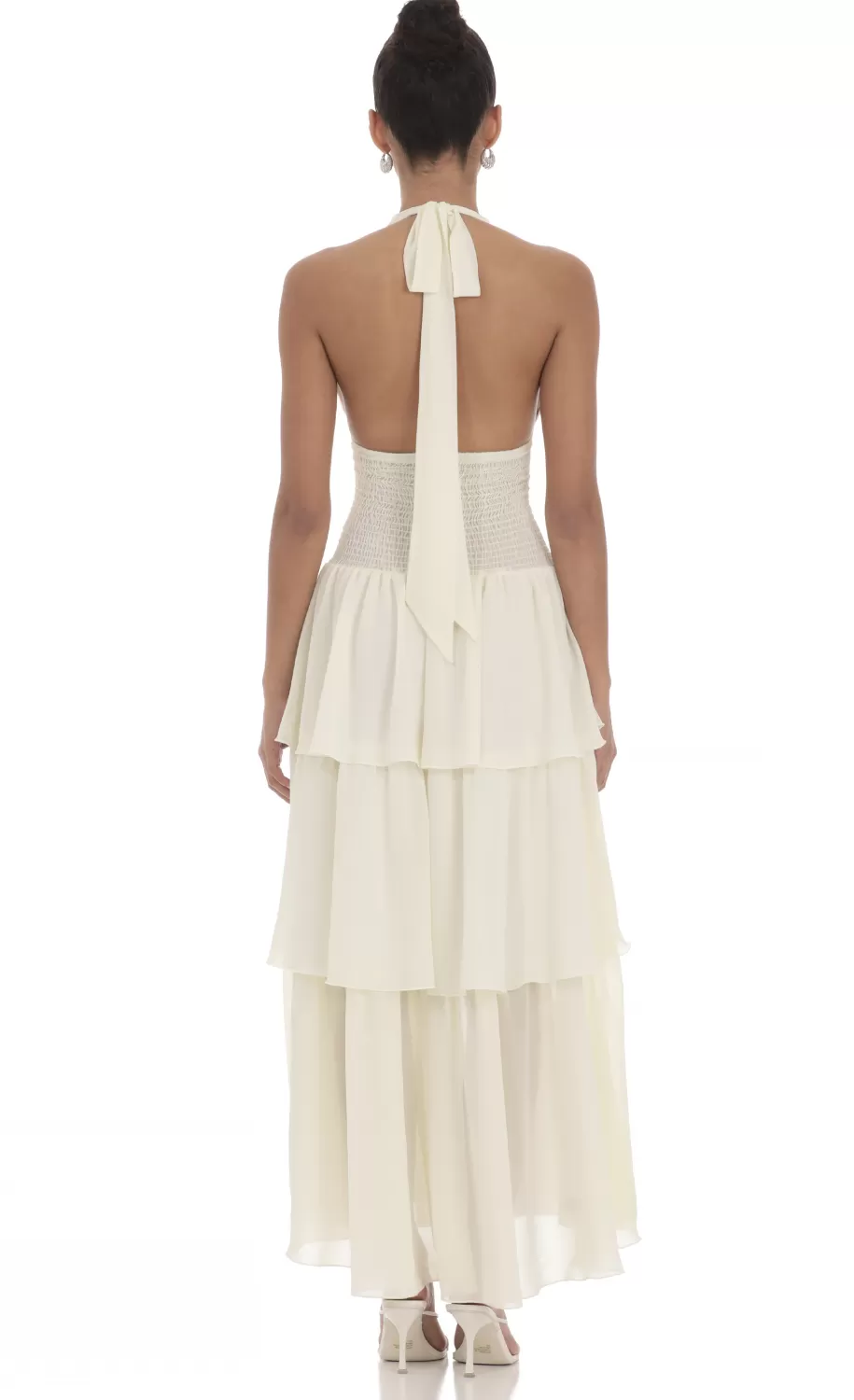 Smocked Halter Maxi Dress In Cream^LUCY IN THE SKY Hot