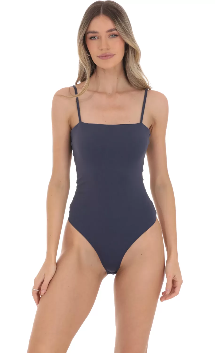 Square Neck Bodysuit In Navy^LUCY IN THE SKY Hot