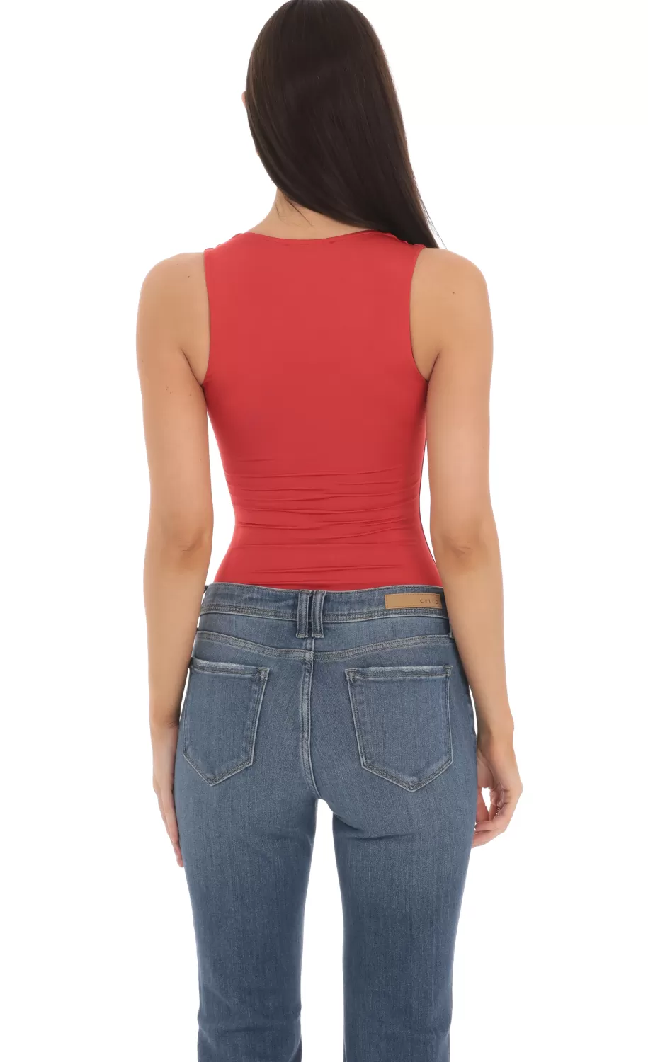 Square Neck Bodysuit In Red^LUCY IN THE SKY Fashion