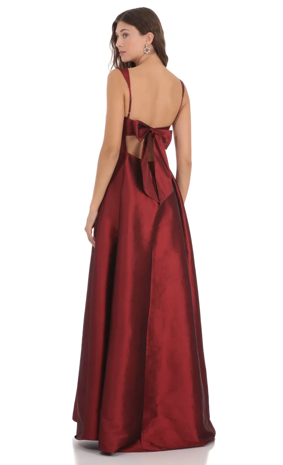 Square Neck Fit And Flare Maxi Dress In Maroon^LUCY IN THE SKY Store