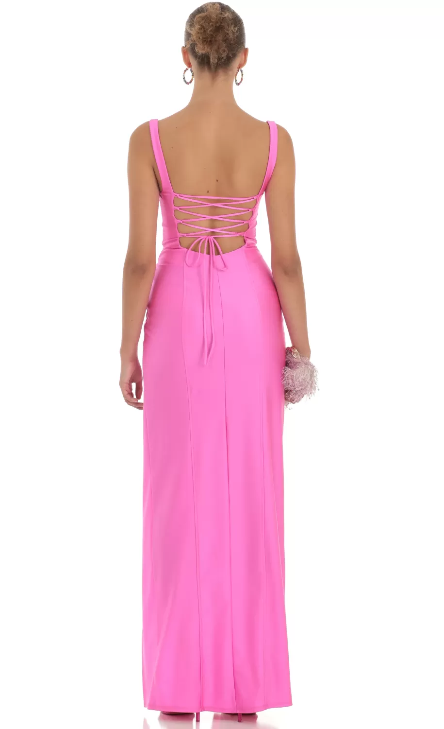 Square Neck Maxi Dress In Hot Pink^LUCY IN THE SKY Sale