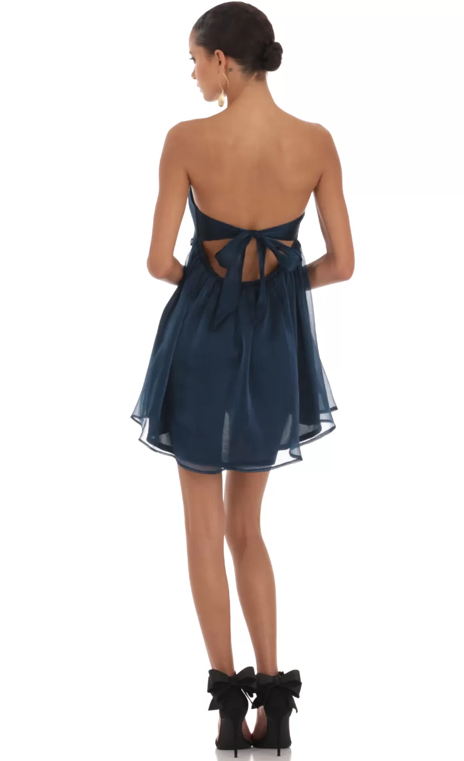 Strapless Babydoll Dress In Navy^LUCY IN THE SKY Shop