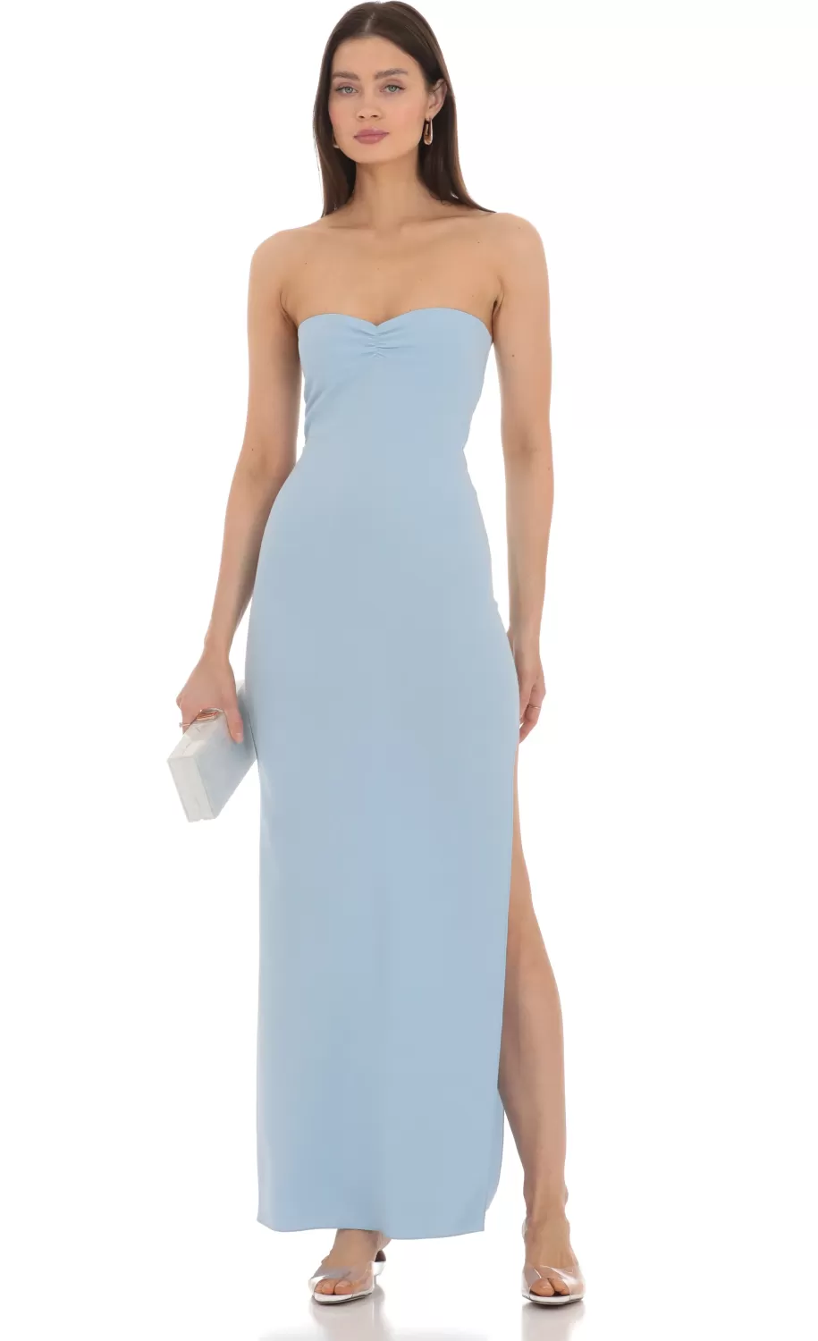 Strapless Bodycon Maxi Dress In Blue^LUCY IN THE SKY Outlet