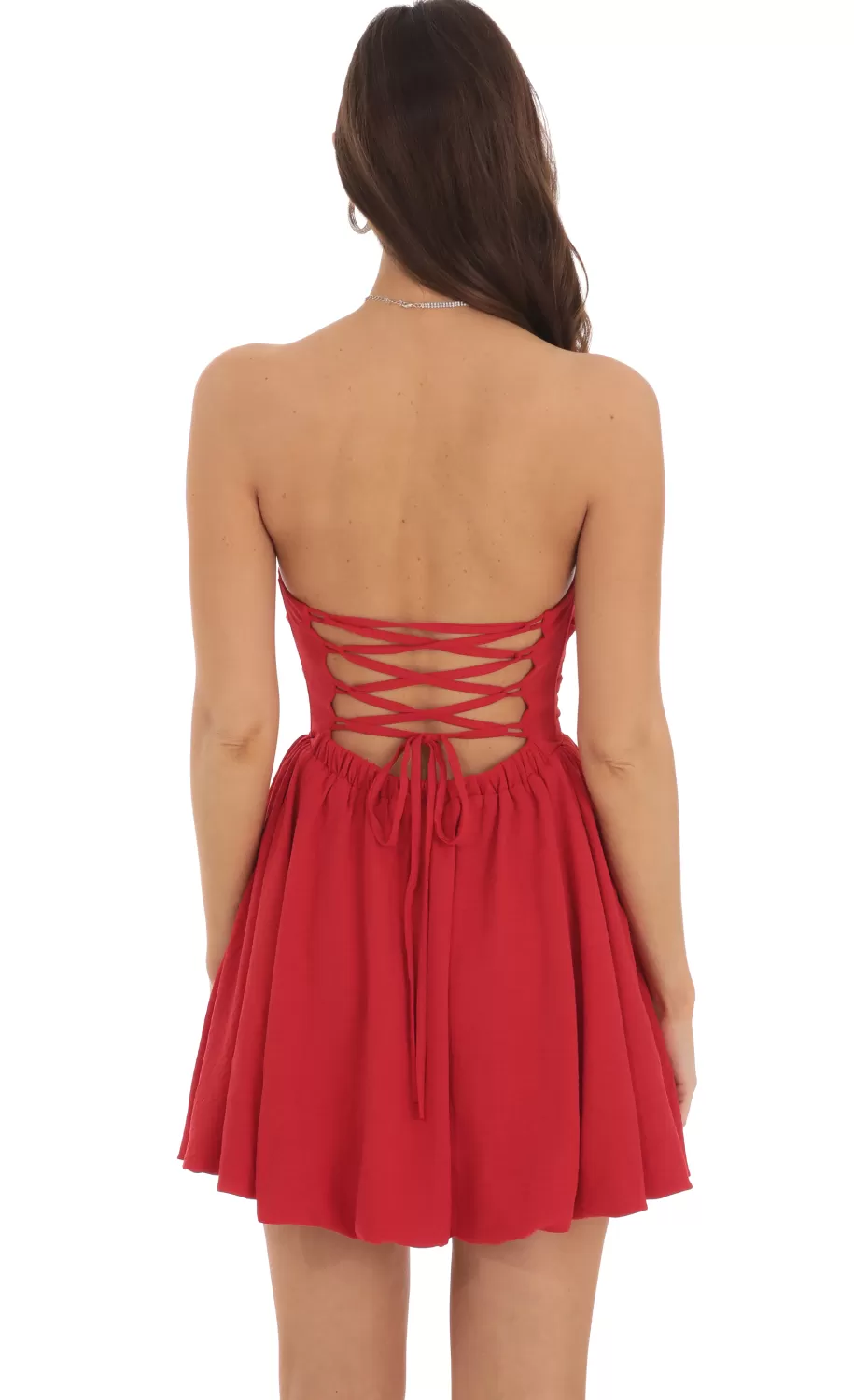 Strapless Bubble Dress In Red^LUCY IN THE SKY Fashion