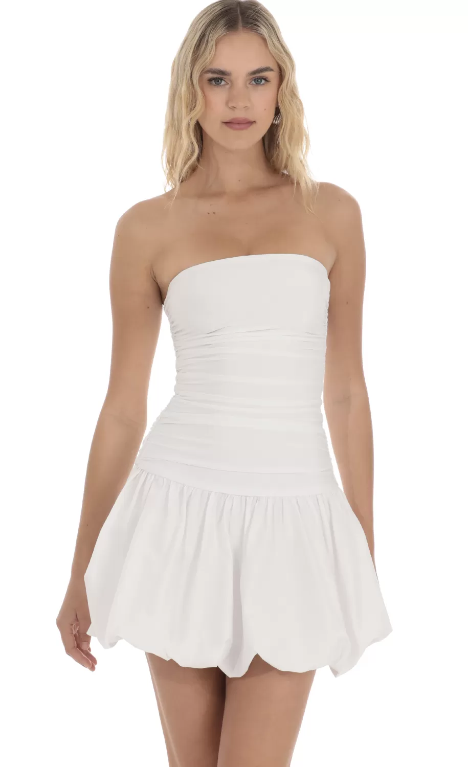 Strapless Bubble Dress In White^LUCY IN THE SKY Online