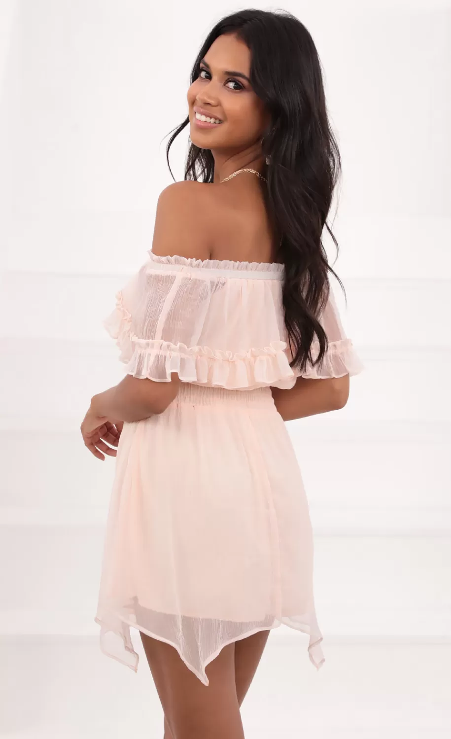 Strapless Chiffon Dress In Pink^LUCY IN THE SKY Best Sale