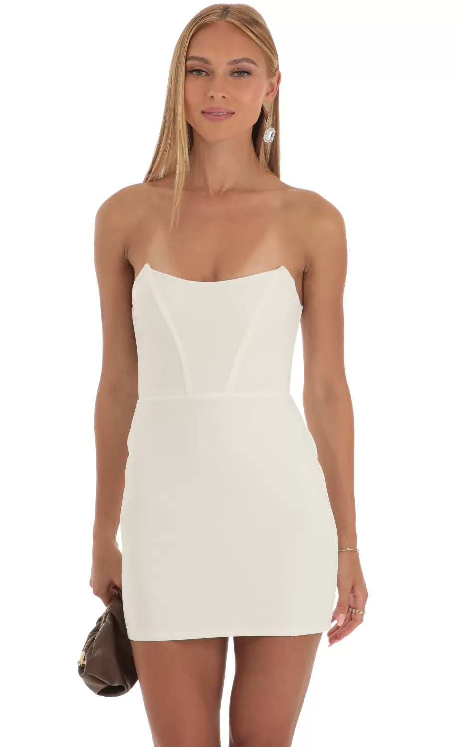 Strapless Corset Dress In White^LUCY IN THE SKY Fashion