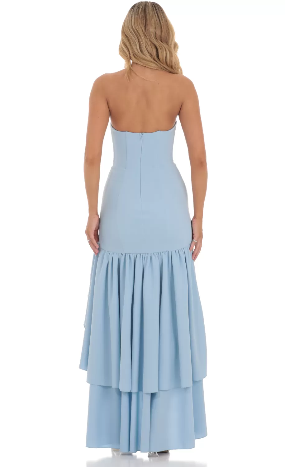 Strapless Corset Maxi Dress In Blue^LUCY IN THE SKY Fashion