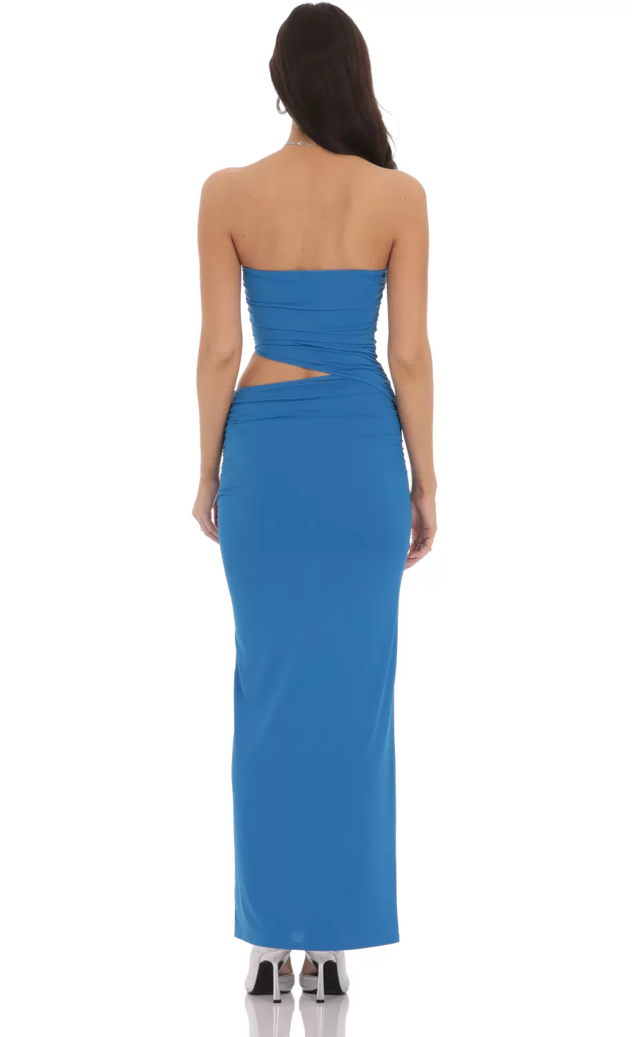 Strapless Cutout Maxi Dress In Blue^LUCY IN THE SKY Cheap