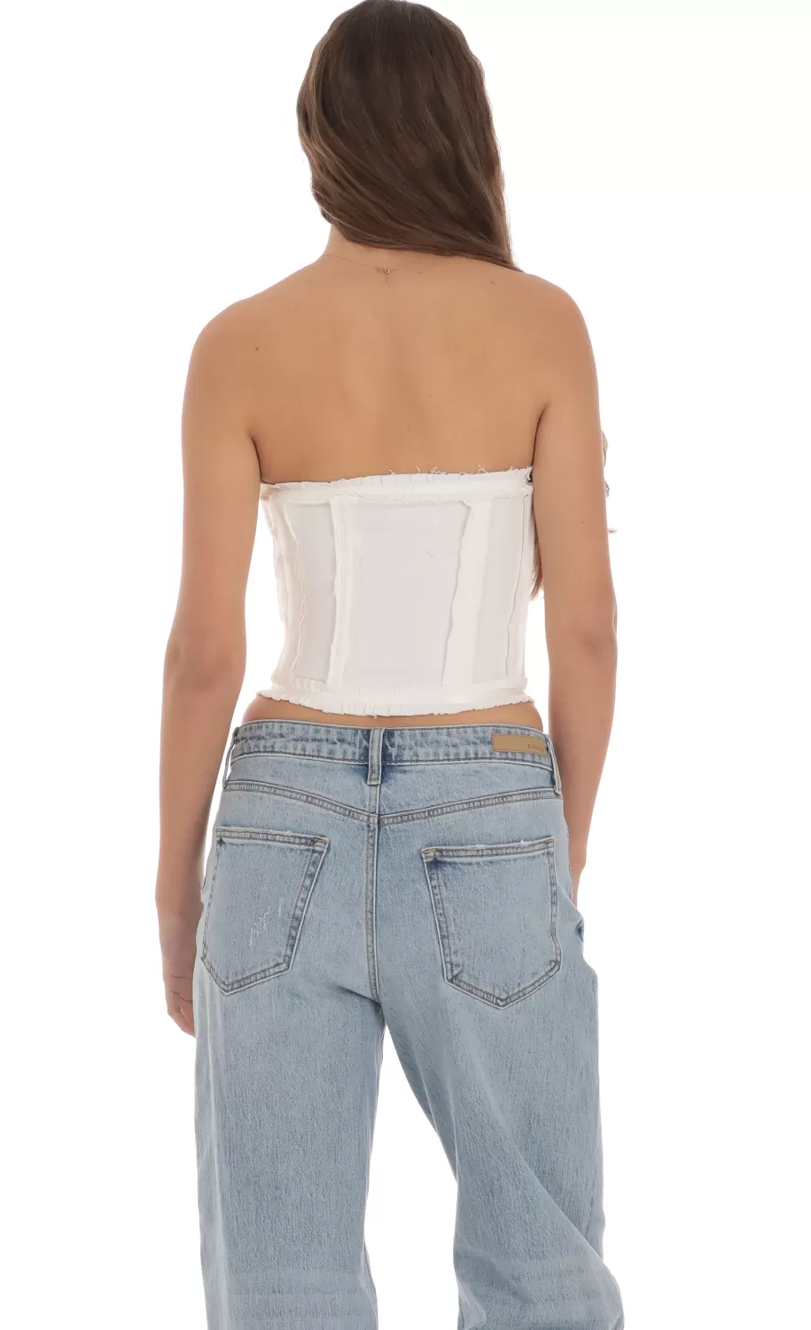 Strapless Hook Corset Top In White^LUCY IN THE SKY Cheap