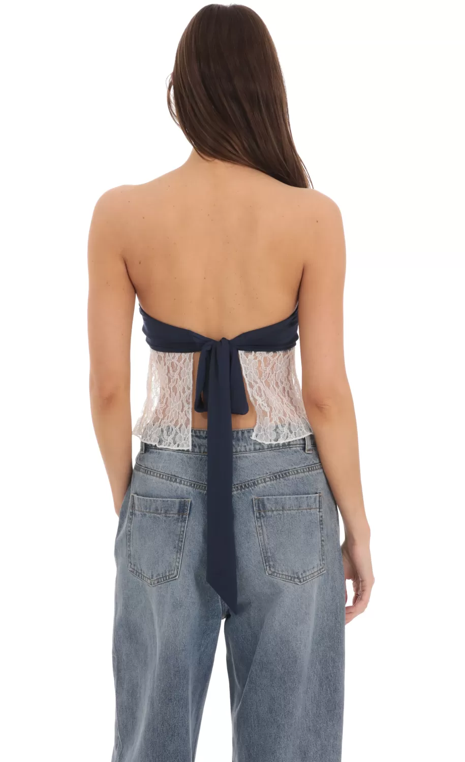 Strapless Lace Top In Navy^LUCY IN THE SKY Online