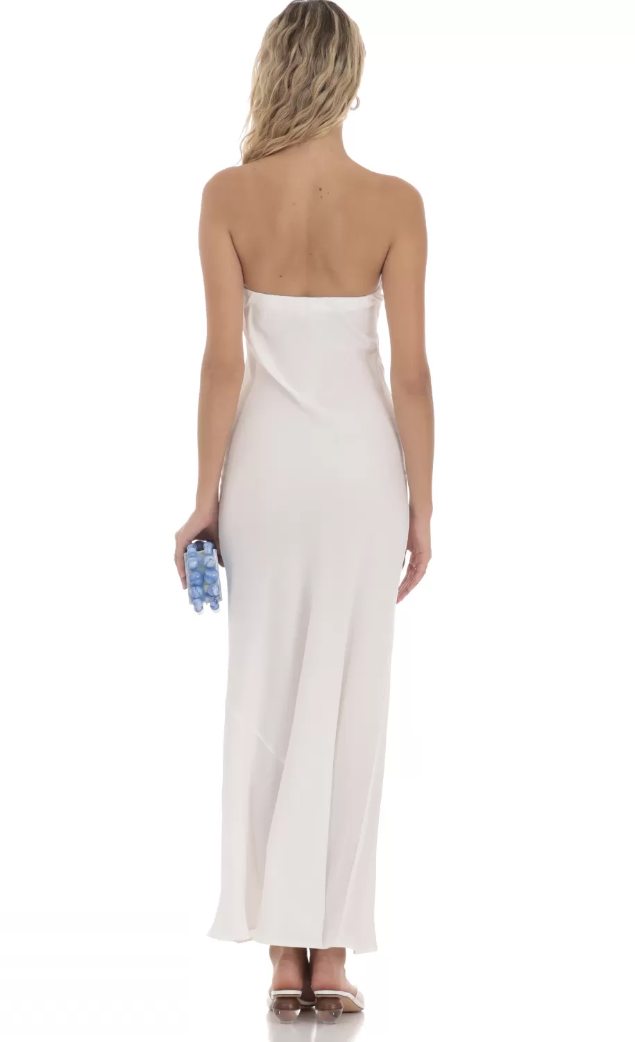 Strapless Straight Maxi Dress In White^LUCY IN THE SKY Sale