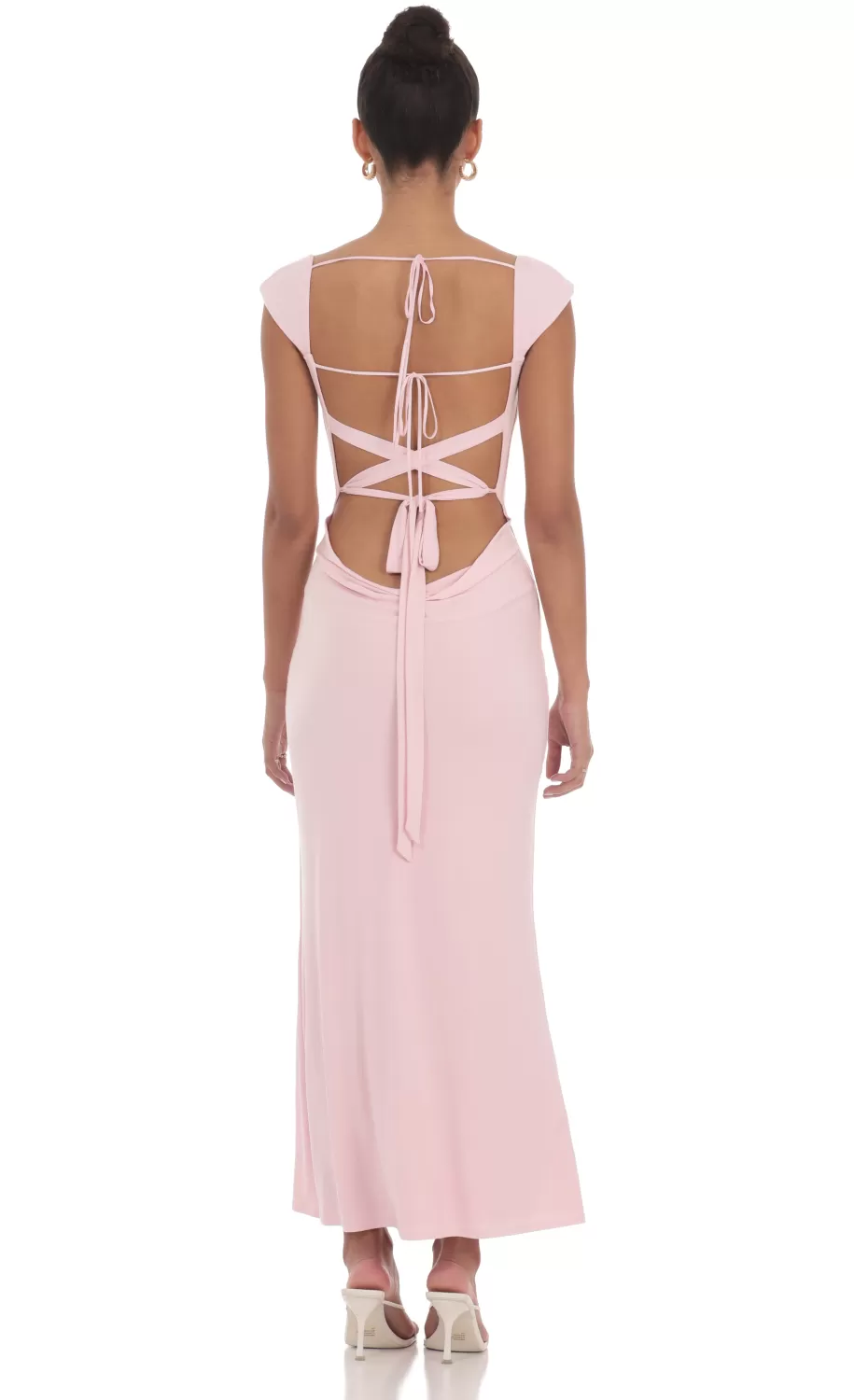 Strappy Cowl Neck Maxi Dress In Pink^LUCY IN THE SKY Fashion