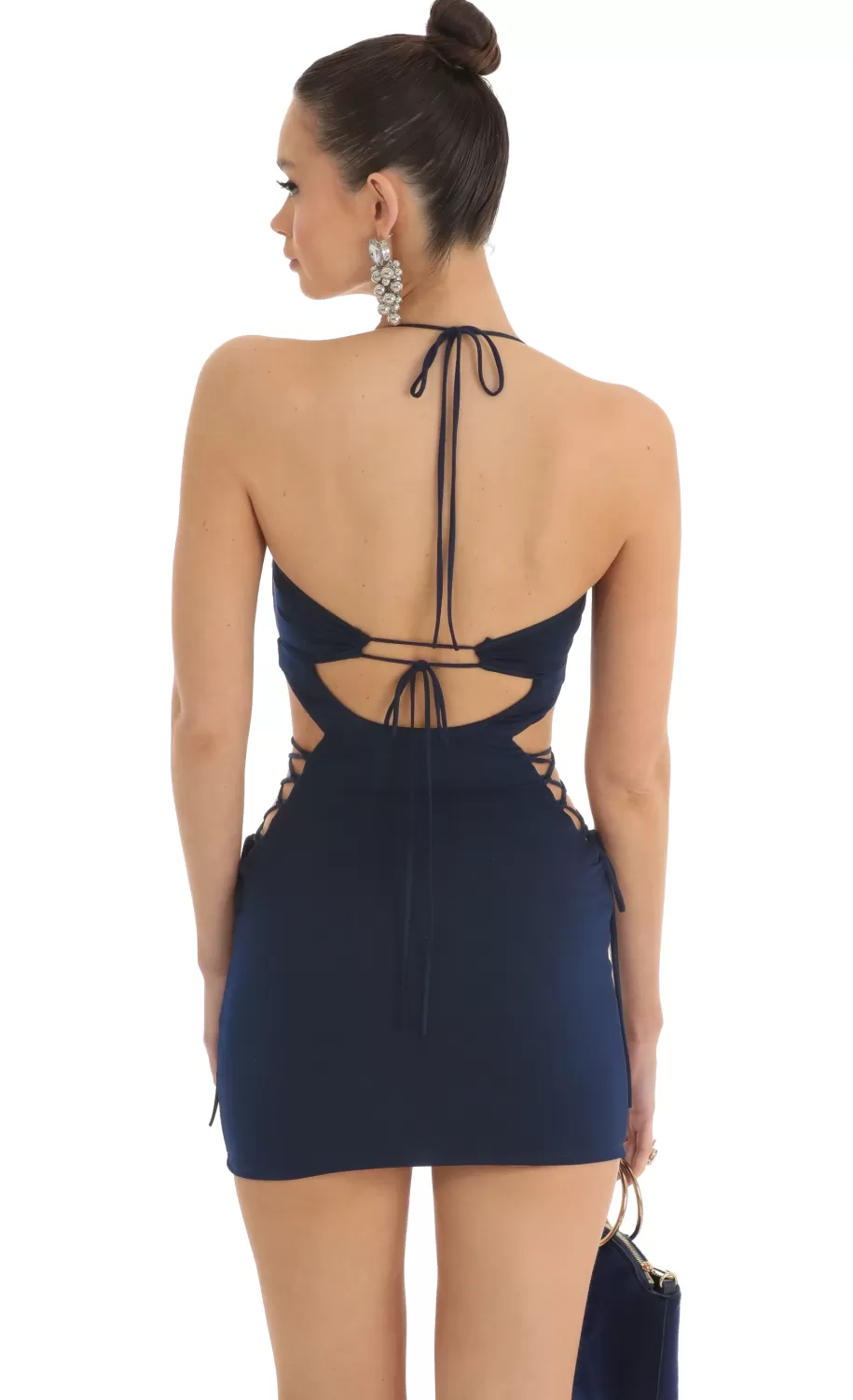 Strappy Cutout Bodycon Dress In Navy^LUCY IN THE SKY Best Sale