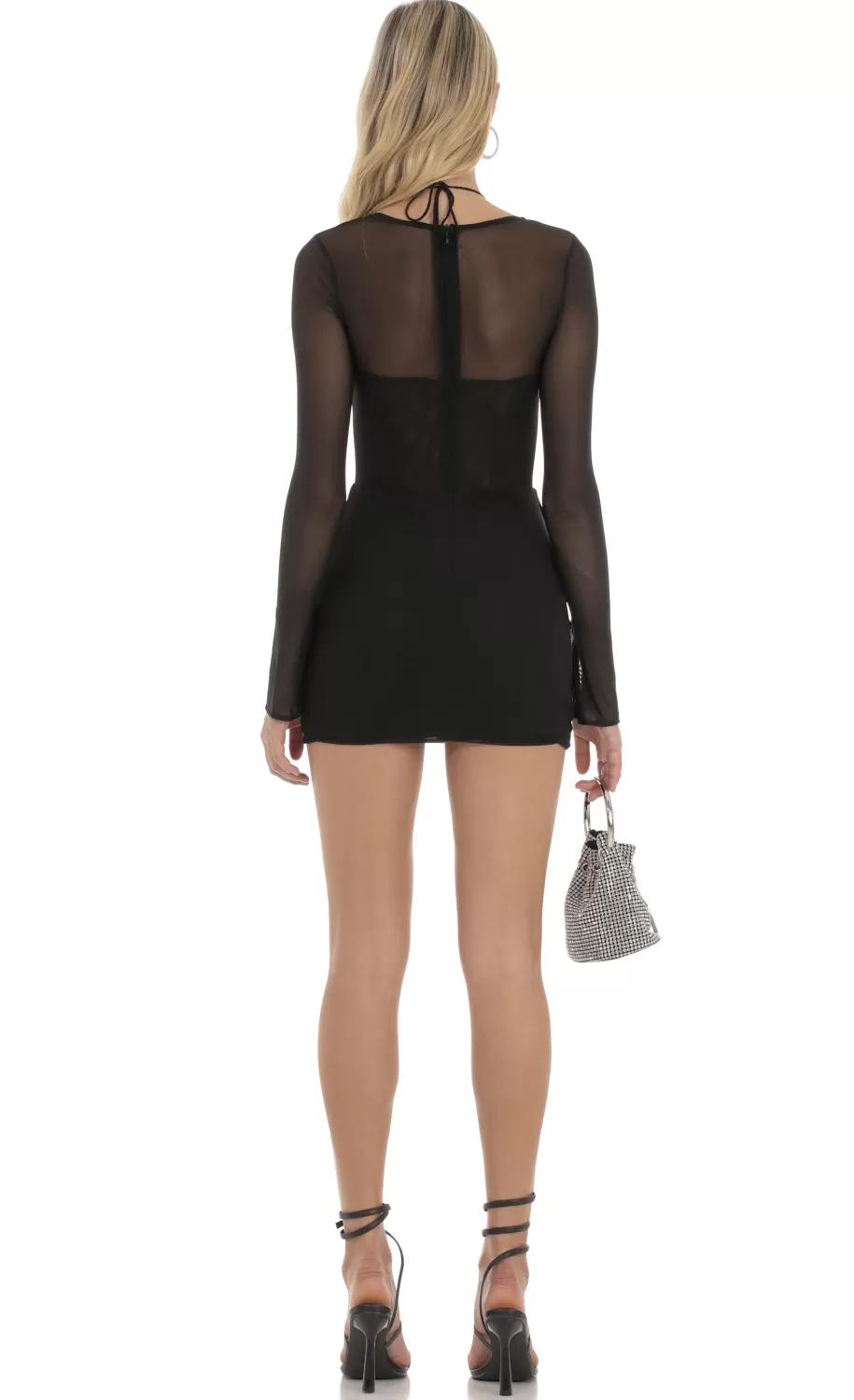 Strappy Mesh Corset Dress In Black^LUCY IN THE SKY Store