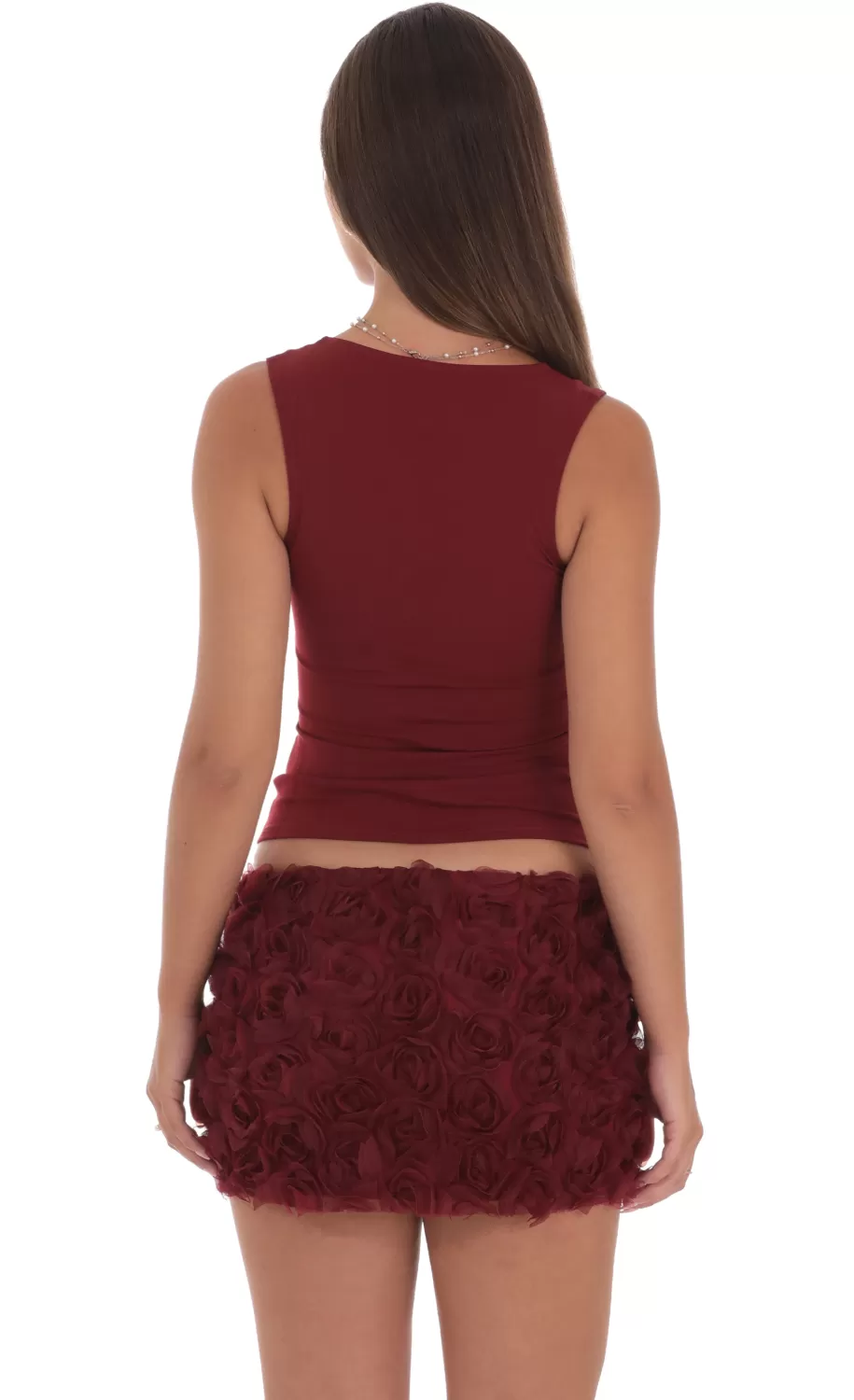 Stretch Scoop Top In Maroon^LUCY IN THE SKY Flash Sale