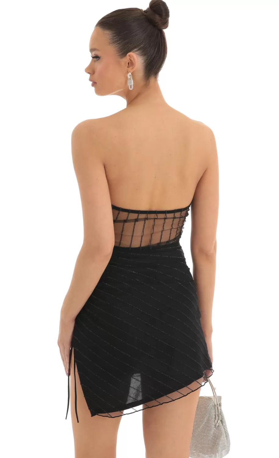 Striped Strapless Dress In Black^LUCY IN THE SKY Cheap