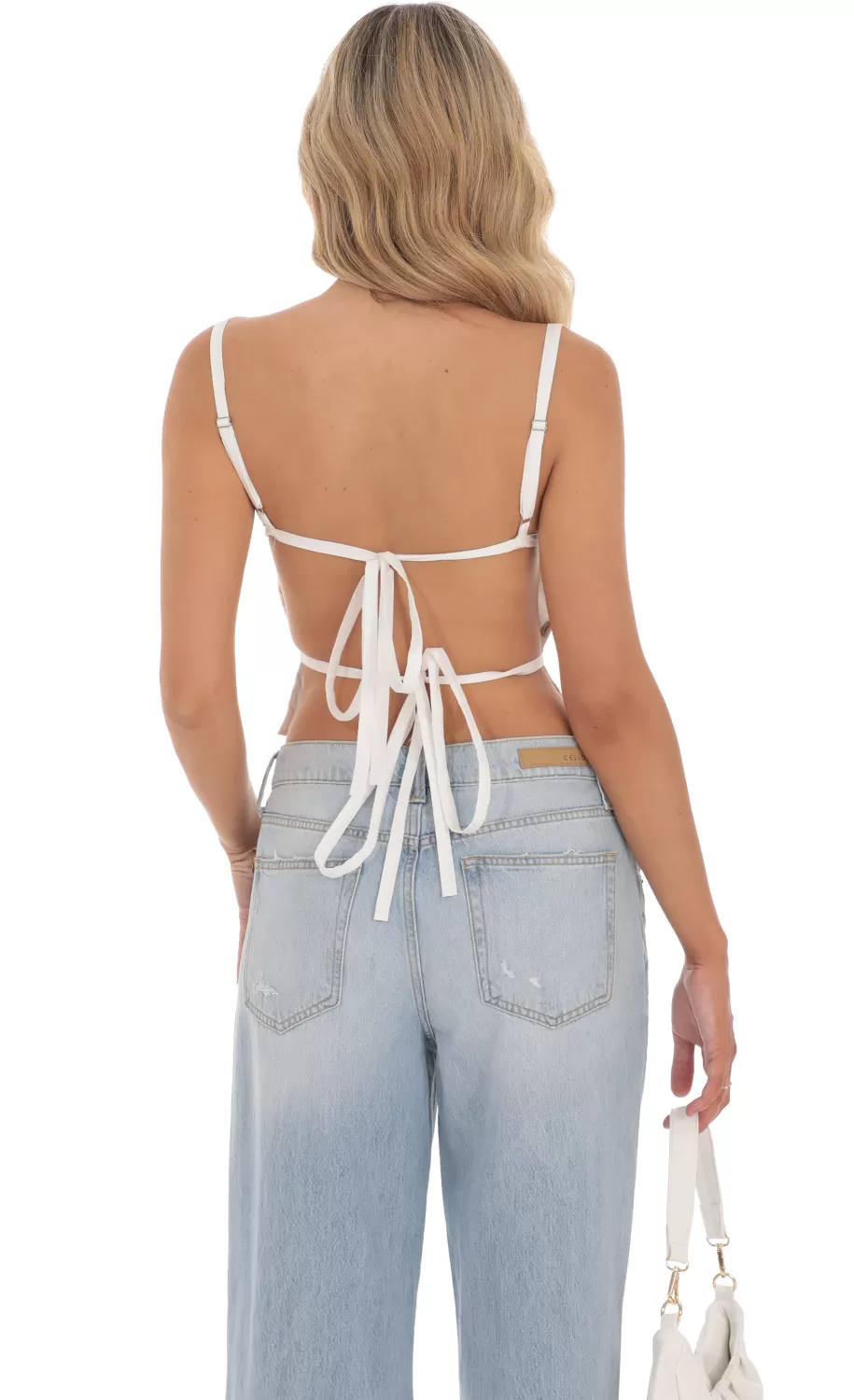 Sweetheart Neck Open Back Top In White^LUCY IN THE SKY Outlet