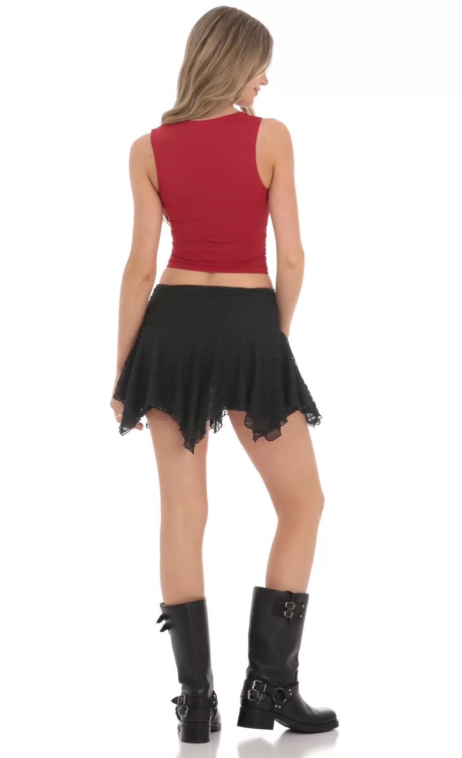 Textured Asymmetrical Skirt In Black^LUCY IN THE SKY Flash Sale