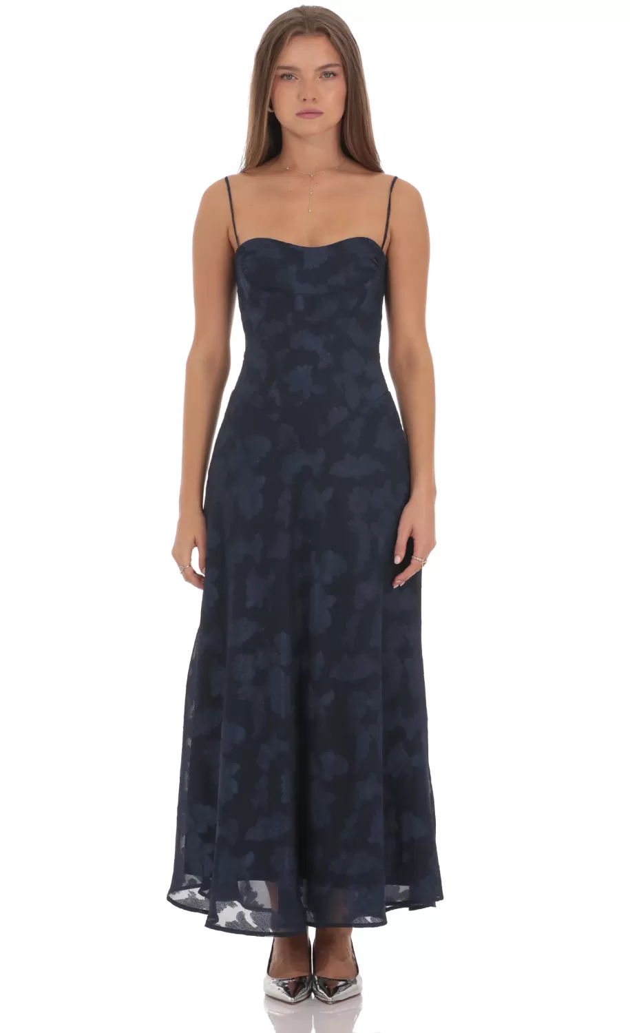 Textured Floral Maxi Dress In Navy^LUCY IN THE SKY Best