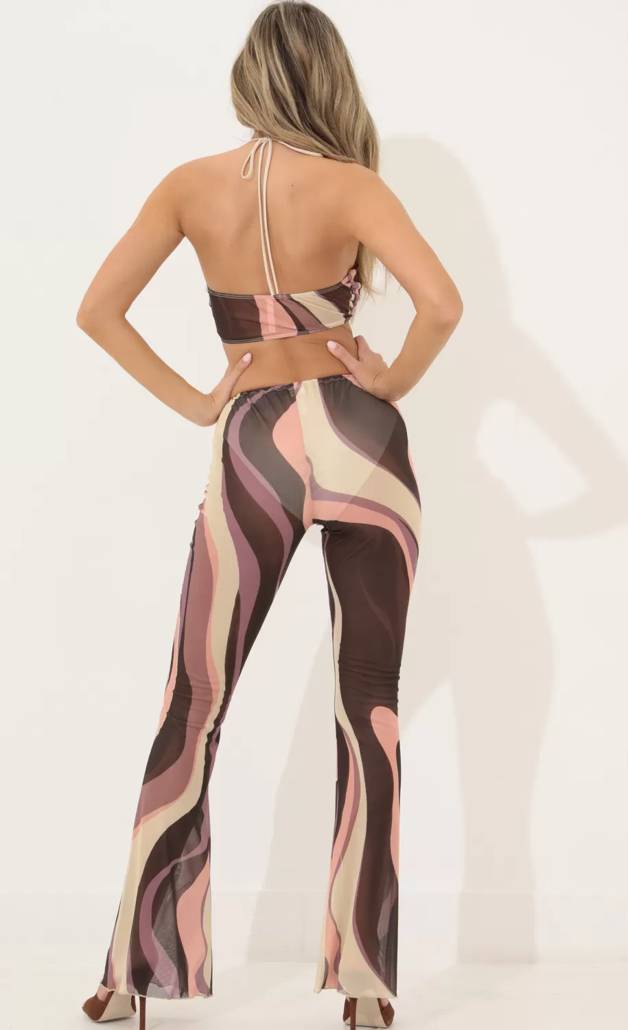 Three Piece Set In Brown Swirl^LUCY IN THE SKY Flash Sale