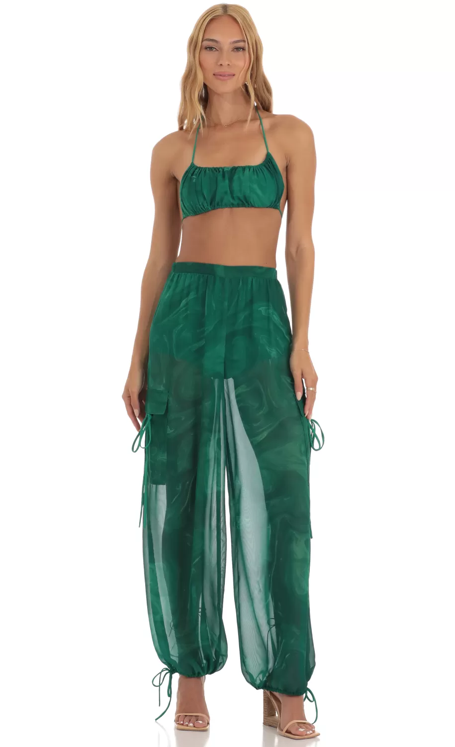 Three Piece Set In Green Swirl^LUCY IN THE SKY Cheap