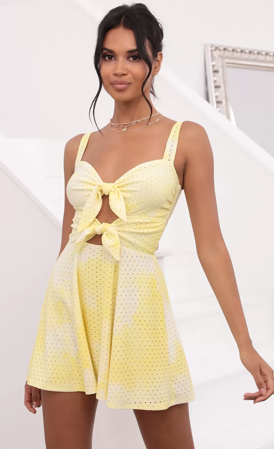 Tie Dye Eyelet Dress In Yellow^LUCY IN THE SKY Outlet