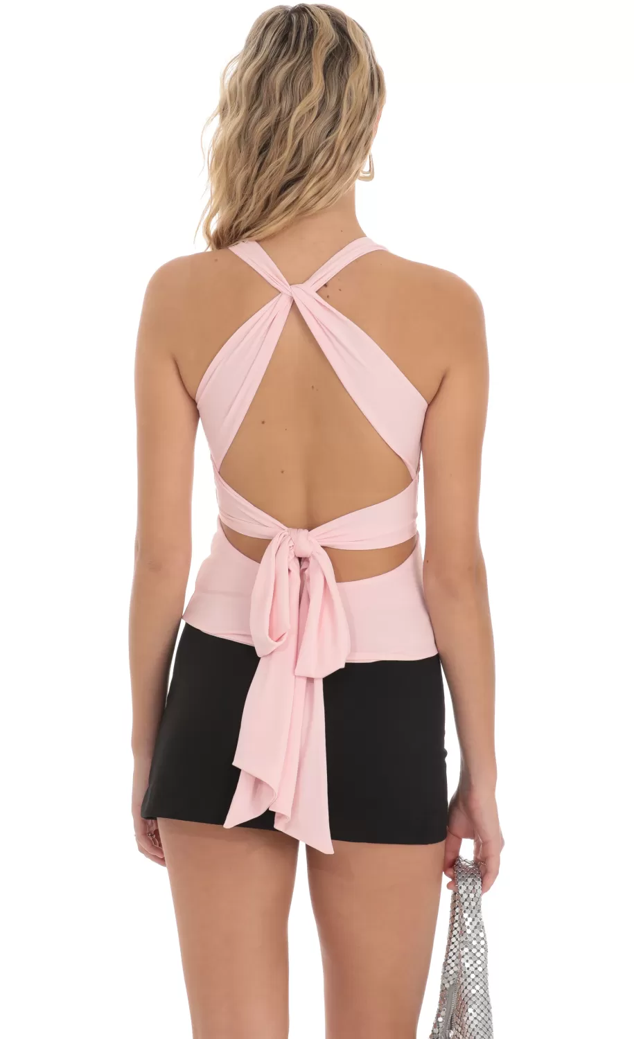 Twist Cross Back Top In Pink^LUCY IN THE SKY Online