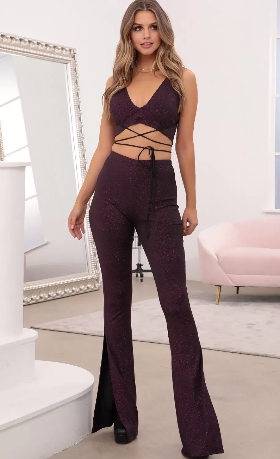 Two Piece Set In Purple Shimmer^LUCY IN THE SKY Store