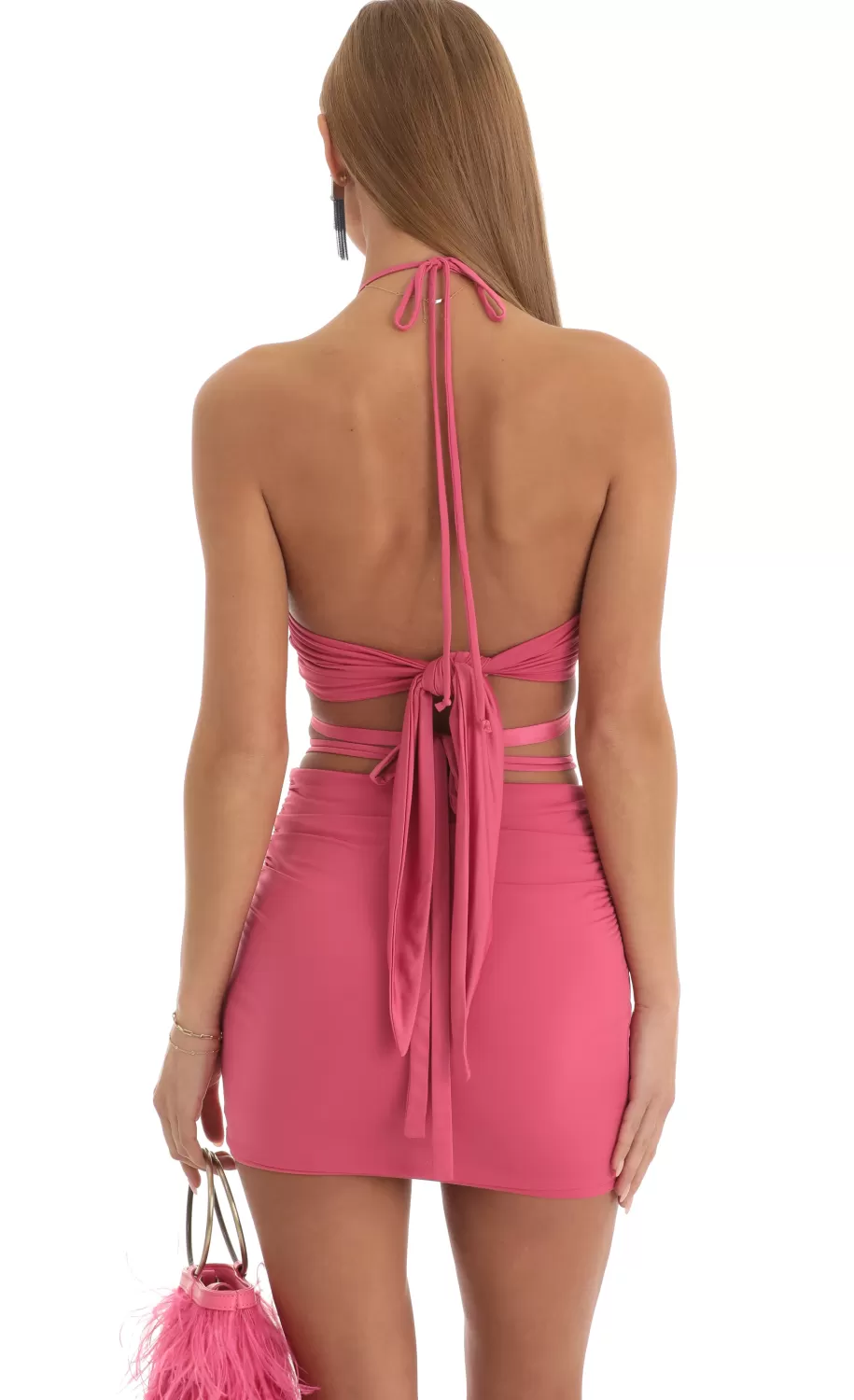 Two Piece Skirt Set In Dark Pink^LUCY IN THE SKY Cheap