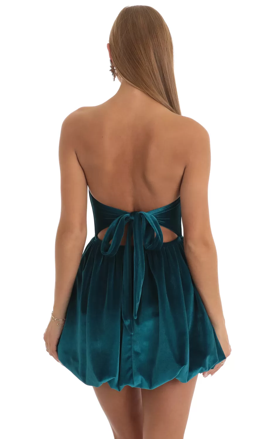 Velvet Plunge Bubble Dress In Teal^LUCY IN THE SKY Flash Sale