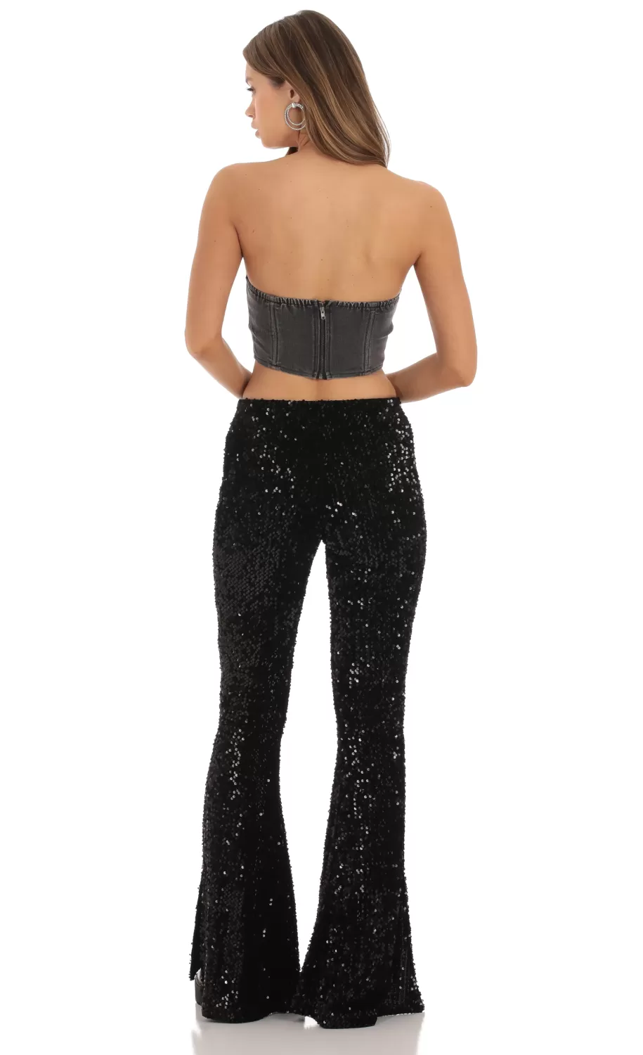 Velvet Sequin Pants In Black^LUCY IN THE SKY Cheap