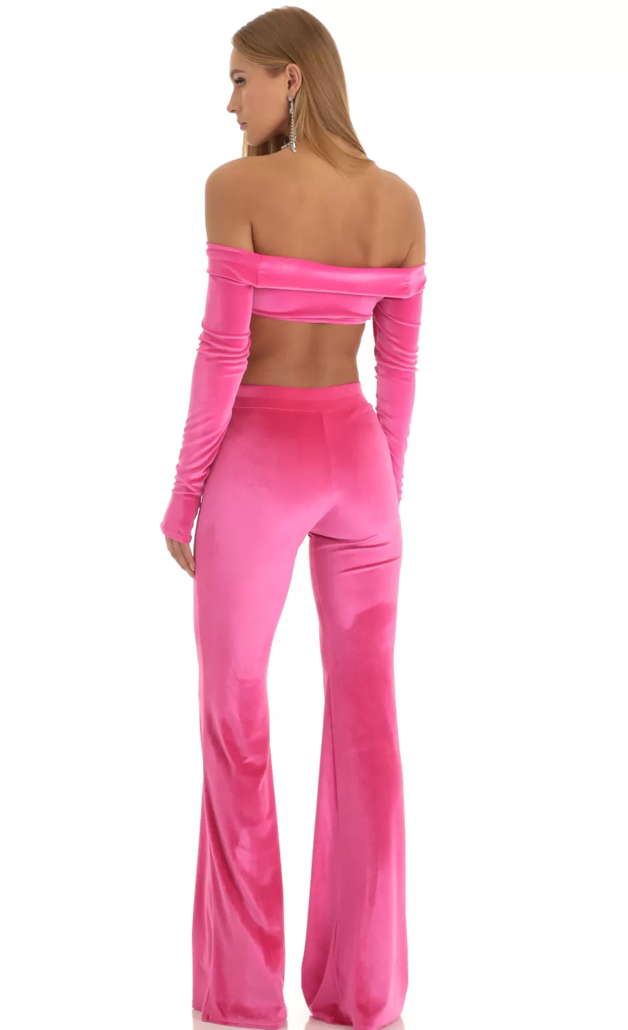 Velvet Two Piece Pant Set In Hot Pink^LUCY IN THE SKY Cheap