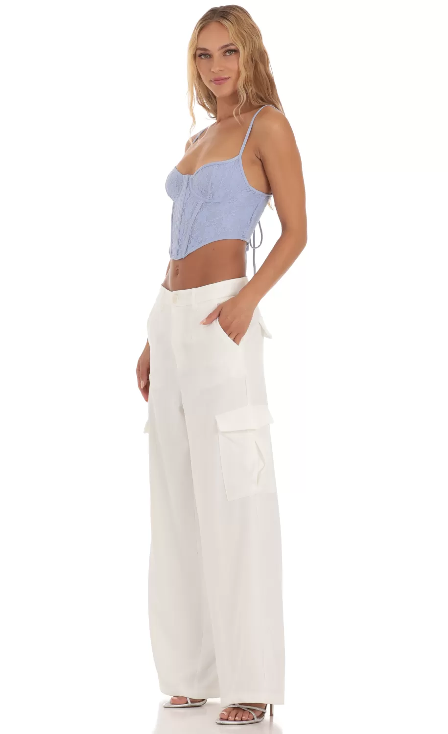 Wide Leg Cargo Pants In White^LUCY IN THE SKY Best