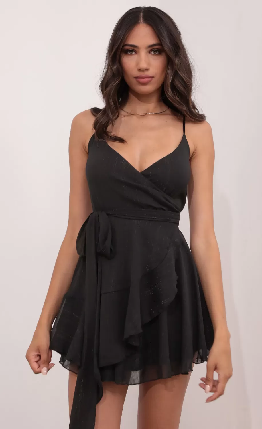 Wrap Dress In Black Shimmer^LUCY IN THE SKY Discount